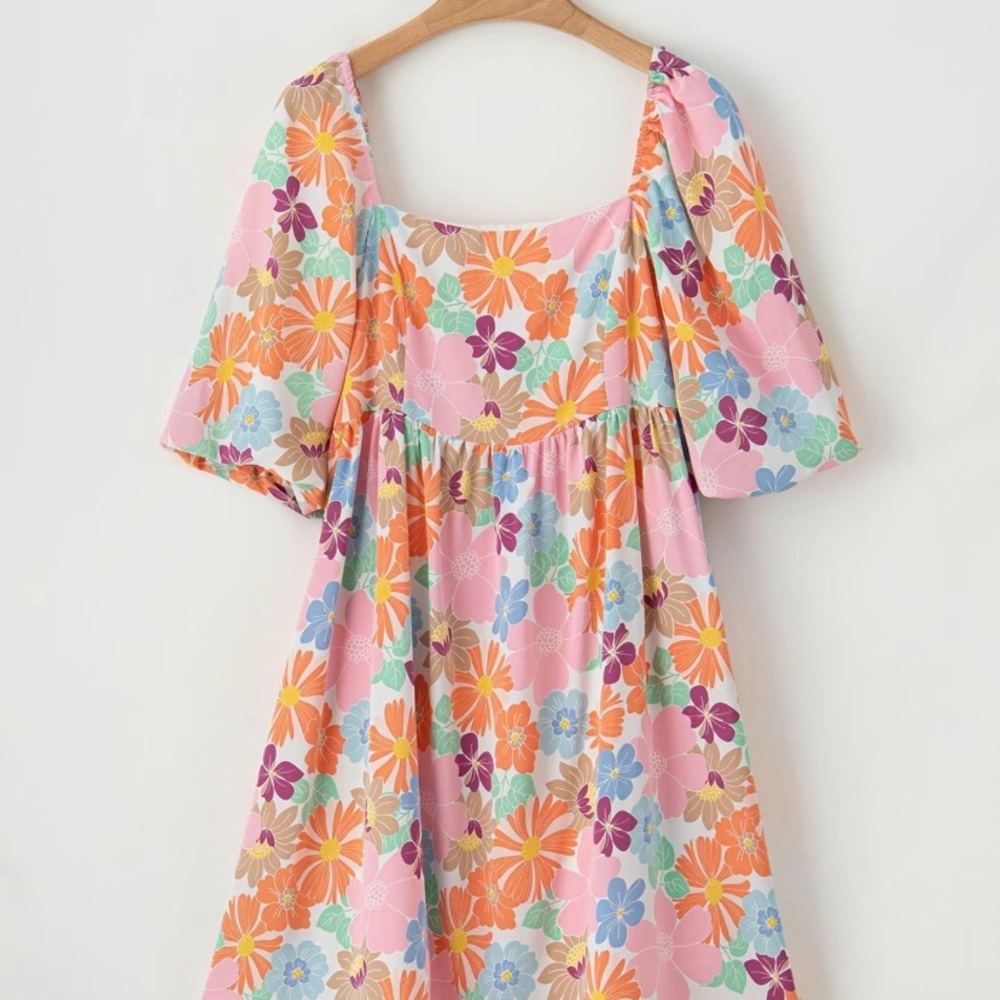 Floral Dress in Pink and Orange